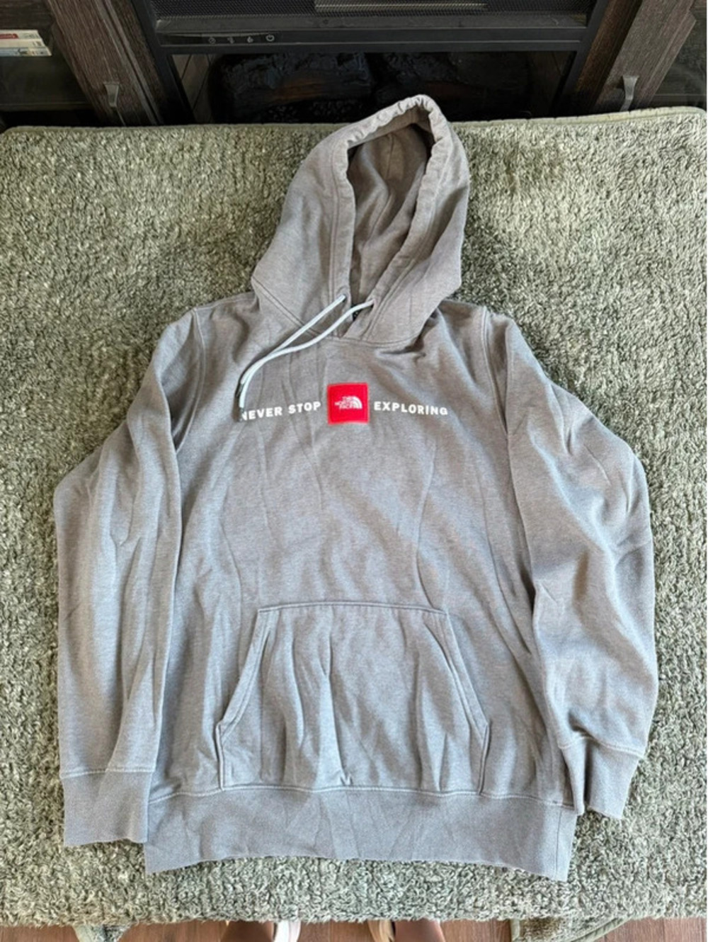 The North Face Men's Medium Gray Hoodie - Never Stop Exploring